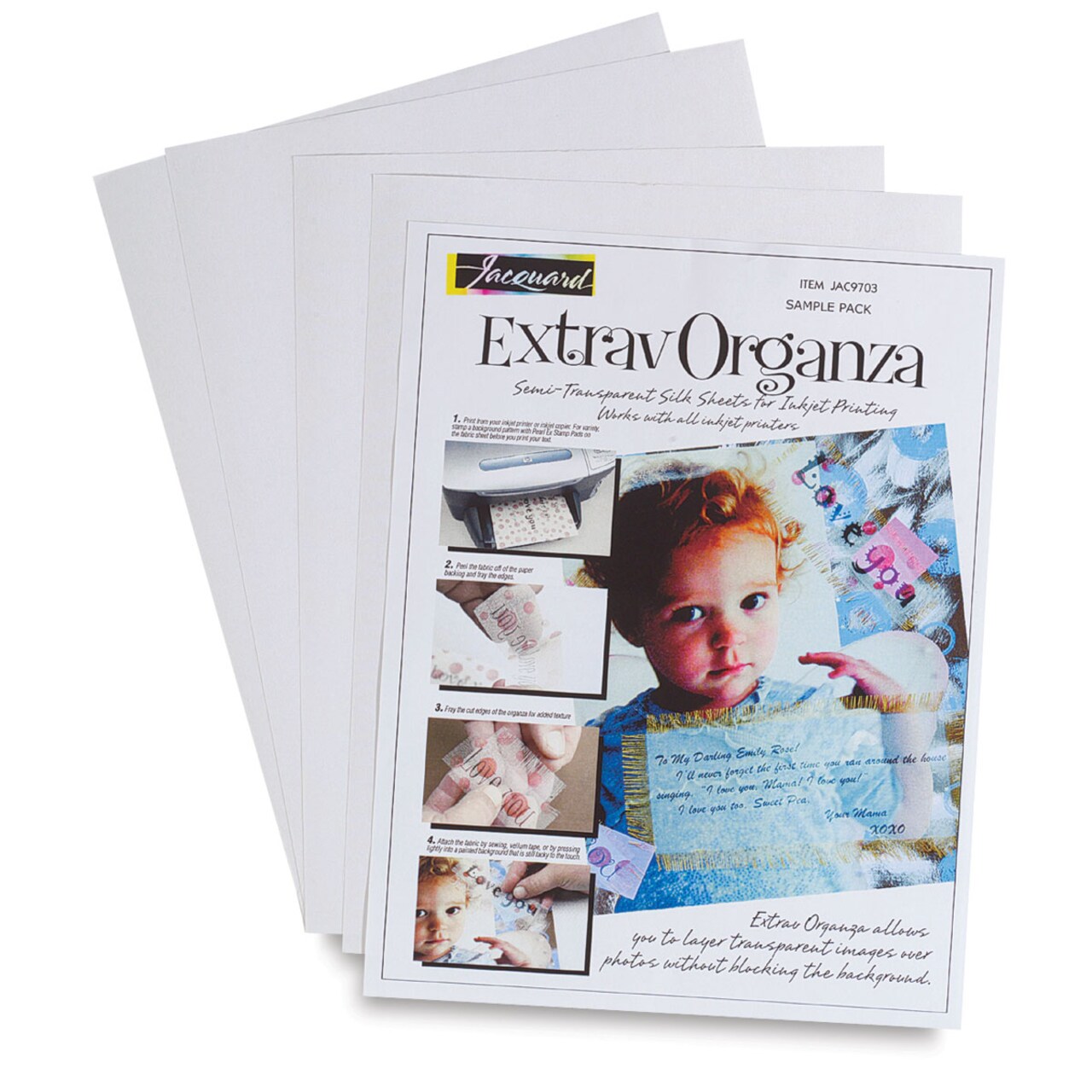 Jacquard ExtravOrganza Digital Textile Pack - 8.5" x 11" Sheets, Pkg of 5